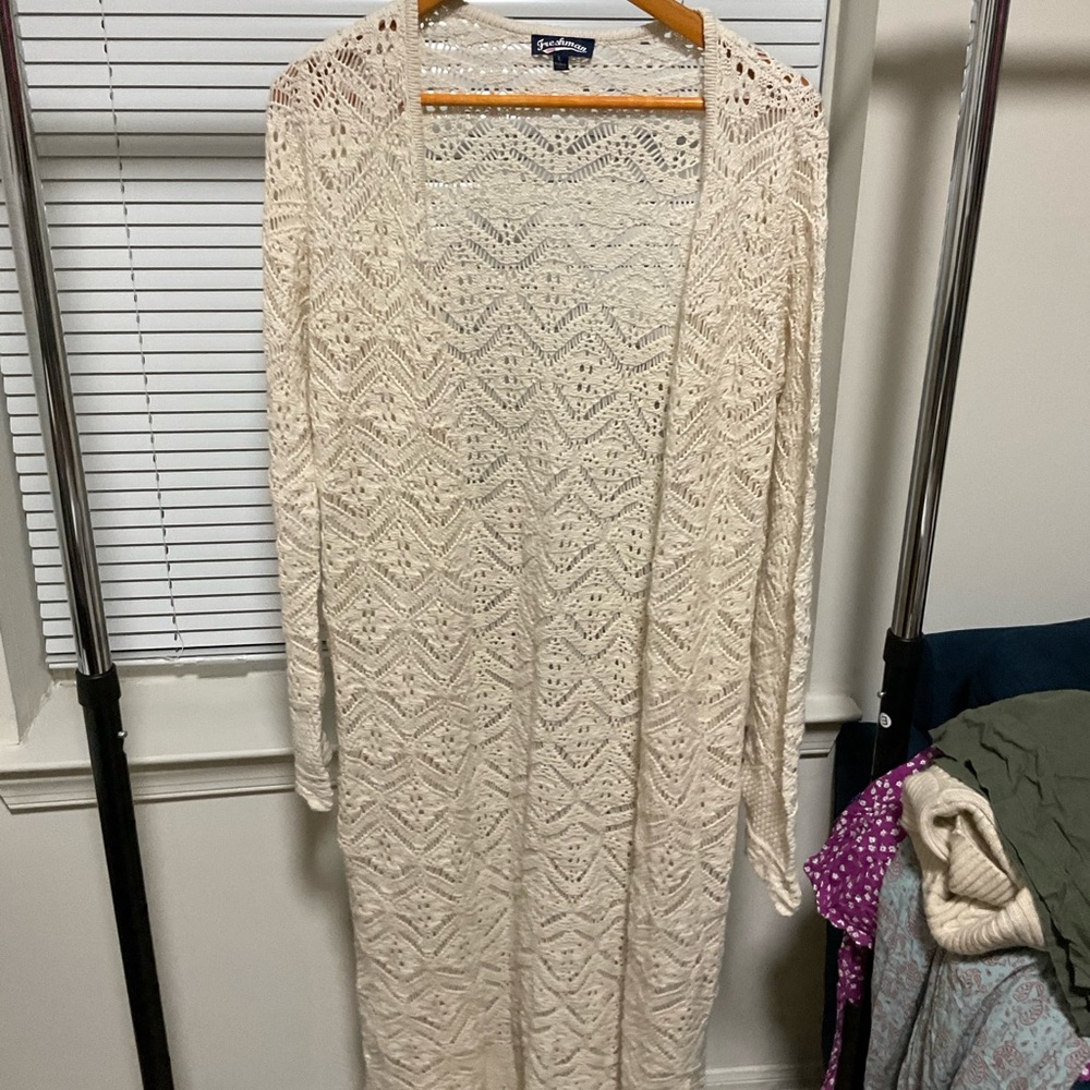 Crochet long sleeve ankle length sweater